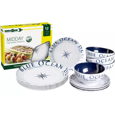 Brunner - Set stoviglie Midday Blue Ocean 12 pz. Brunner - Set stoviglie Midday Blue Ocean 12 pz.