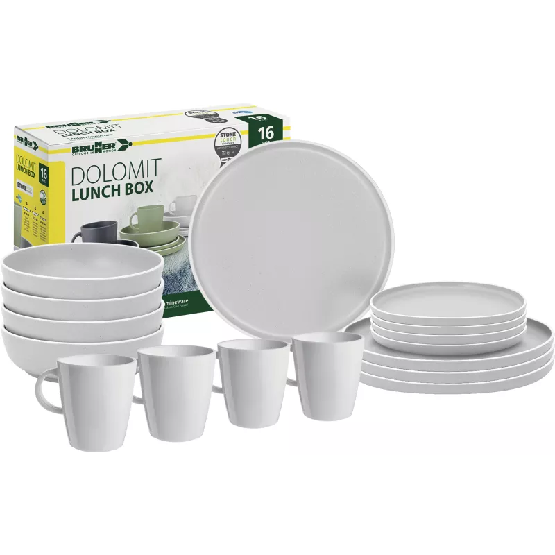 Brunner - Set di stoviglie Lunch Box Dolomit White 16 pz. Brunner - Set di stoviglie Lunch Box Dolomit White 16 pz.