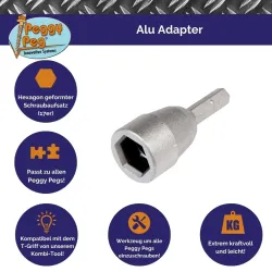 Adattatore per trapano in aluminio Peggy Peg