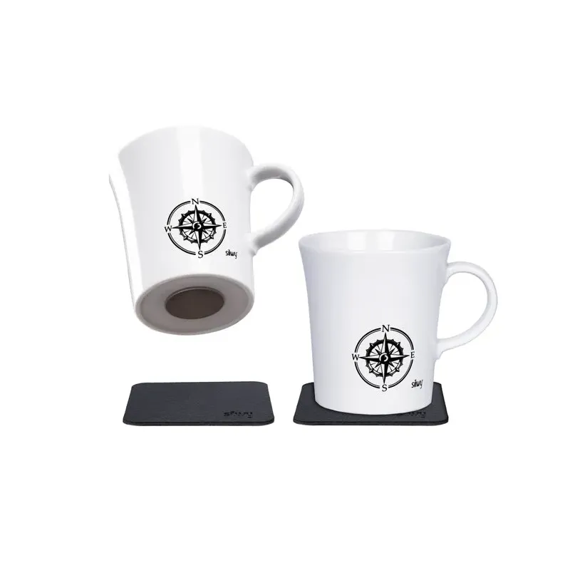 Silwy Set di 2 tazze magnetiche Compass in porcellana
