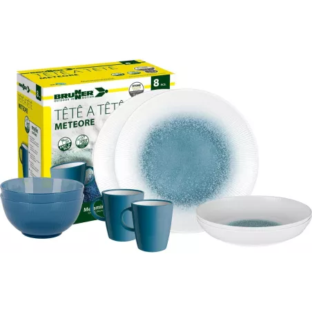 Brunner - Set stoviglie Tête-à-tête Meteore Azur 8 pz. Brunner - Set stoviglie Tête-à-tête Meteore Azur 8 pz.