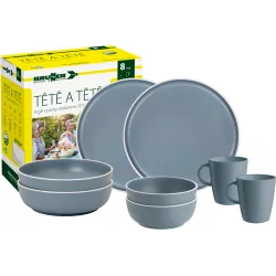 Brunner - Set stoviglie Tête-à-tête Dolomit Blue 8 pz.