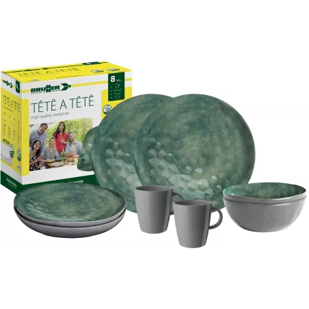 Brunner - Set stoviglie Tête-à-tête Sea Green 8 pz. Brunner - Set stoviglie Tête-à-tête Sea Green 8 pz.